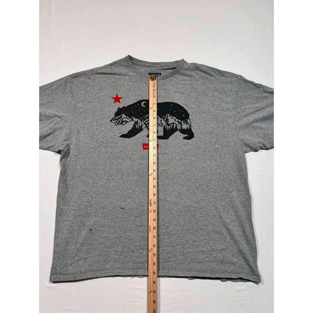 Levis Mens 2XL Gray California Bear Mountain Graphic T-Shirt Short Sleeve